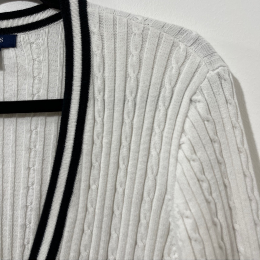 Light Academia Old Money Quiet Luxury Preppy Chaps Cable-Knit Cardigan [size L] - Picture 4 of 11